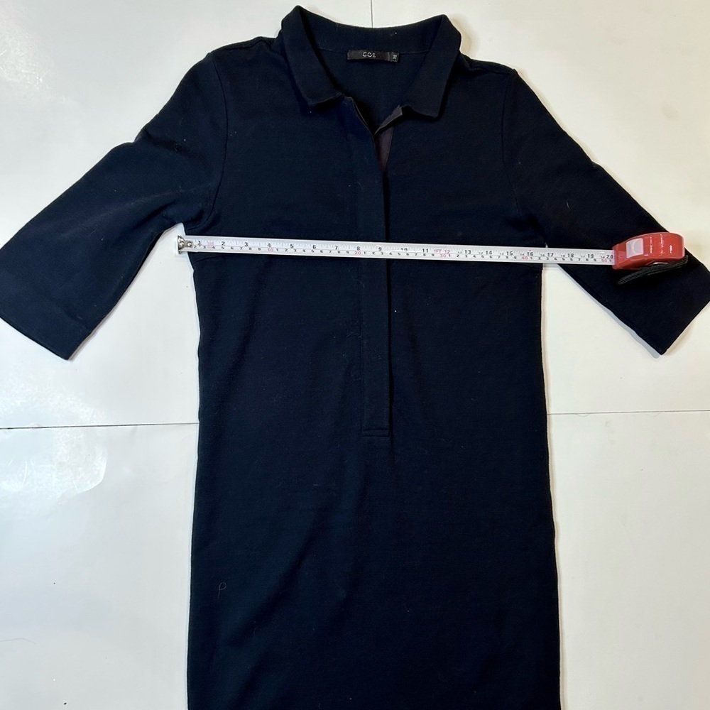 COS  100% wool Shirt Dress Women's Navy Blue  Half  button  size xs - Picture 6 of 9